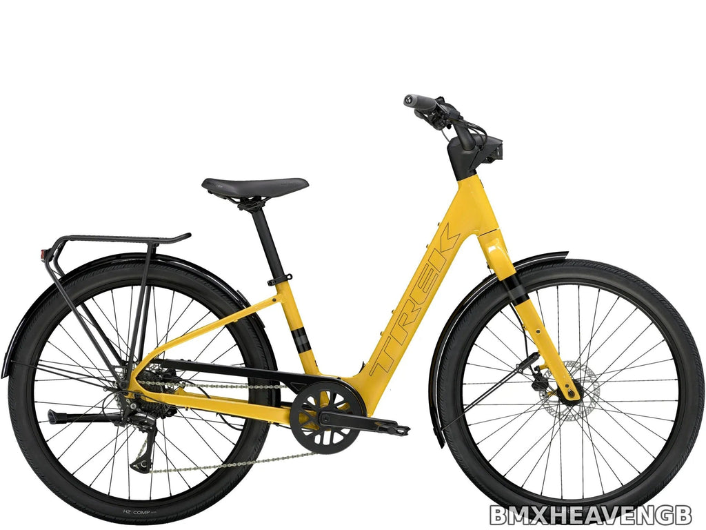 Trek Verve+ 1 Lowstep LT — Electric Hybrid Bike (Baja Yellow)
