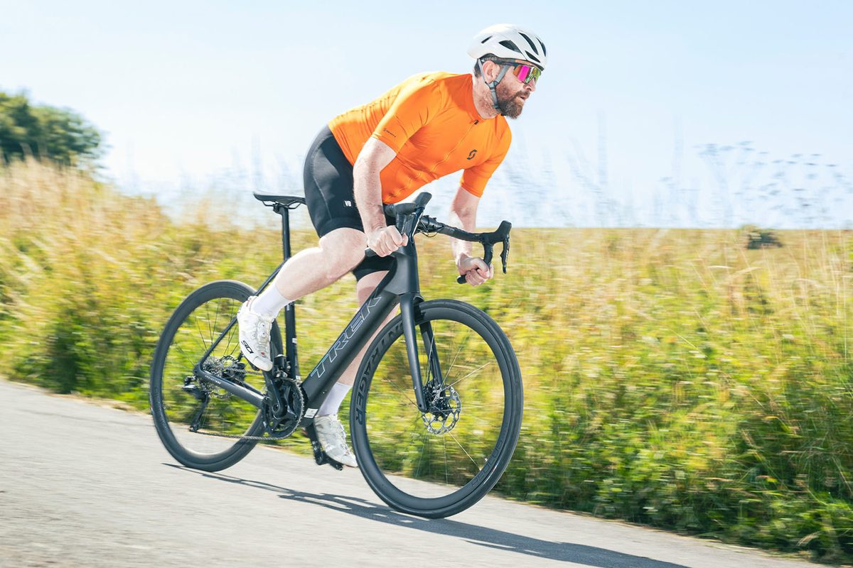 Trek Domane+ SLR 6 AXS — Electric Road (Crystal Pearl White)